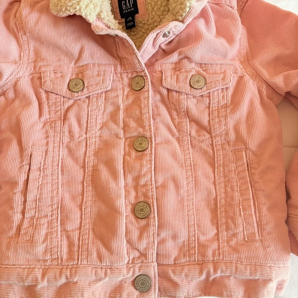 GAP Girls Pink Corduroy Sherpa Collar Jean Jacket